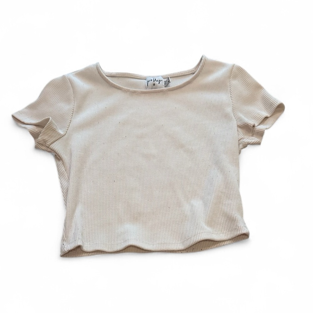 Princess Polly The classic cropped tee white Ribbed size 4